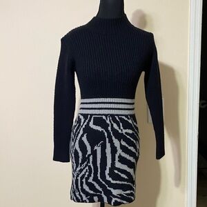 Black and Gray Knit Dress